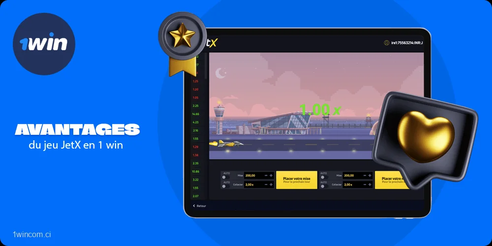 Avantages du jeu JetX en 1 win