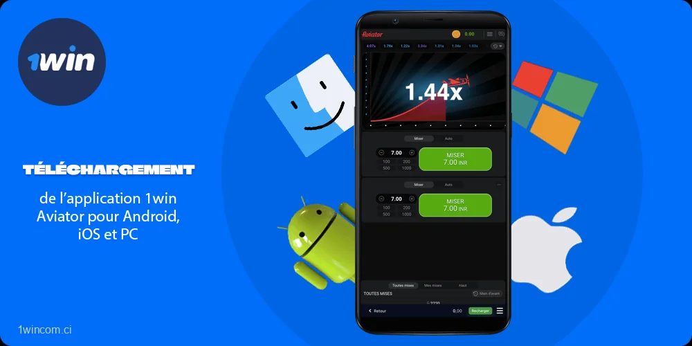 Étapes simples pour télécharger l'application 1win Aviator pour Android, iOS et PC