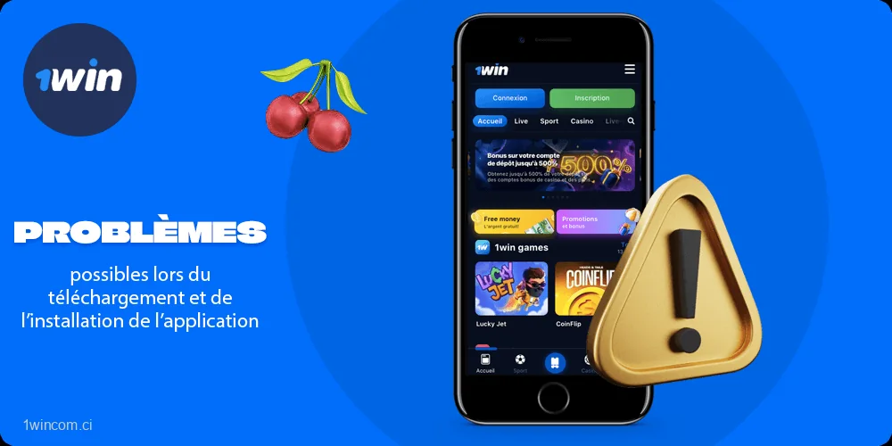 Liste avec le principal Problèmes possibles lors du téléchargement et de l’installation de l’application