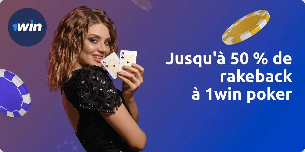 Le rakeback jusqu'à 50 % sur 1win poker est disponible pour tous les utilisateurs enregistrés