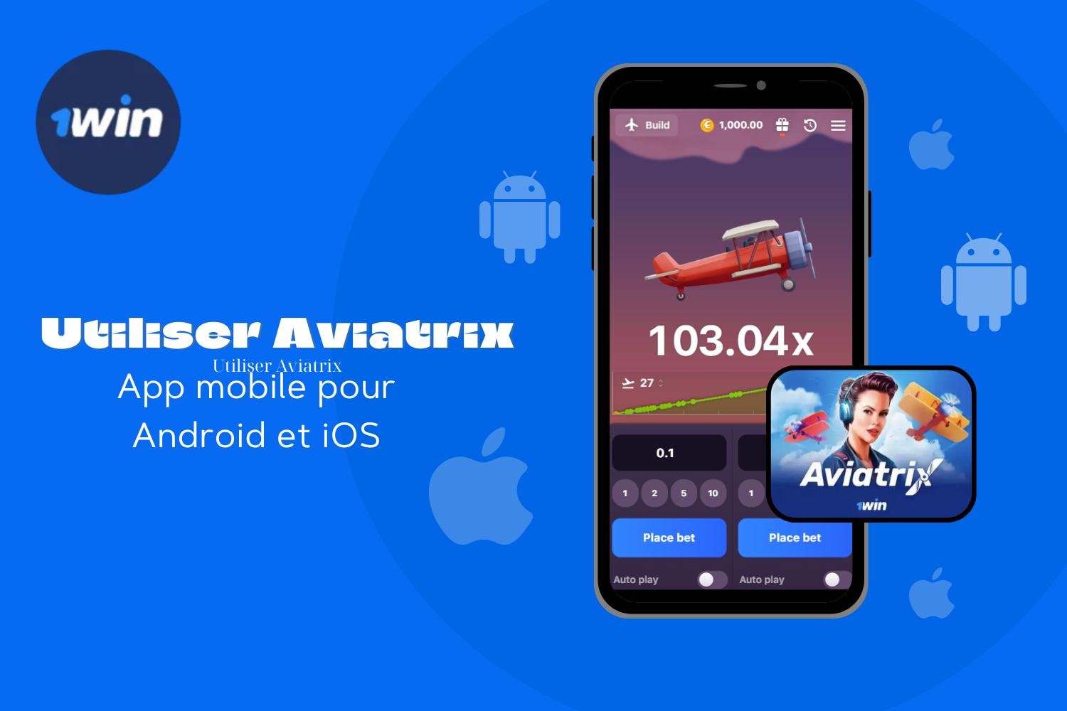 Jouez à Aviatrix 1win sur votre téléphone portable en installant l'application gratuite pour Android ou iOS.