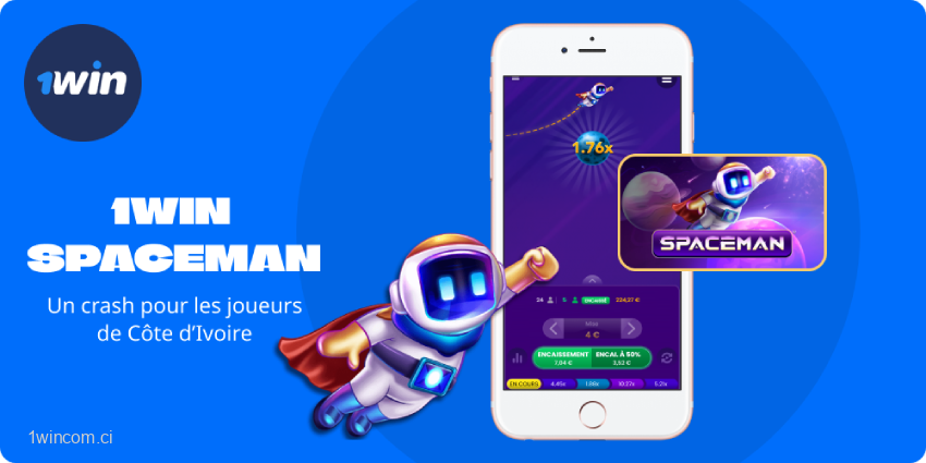 Le jeu de crash 1win Spaceman avec un multiplicateur maximum de x5000 est particulièrement populaire auprès des joueurs de Côte d'Ivoire