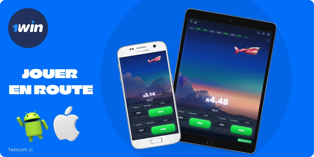 Jouez à 1win Air Jet sur Android et iOS via votre navigateur mobile ou installez l'application depuis le site web de 1win pour plus de commodité et de flexibilité