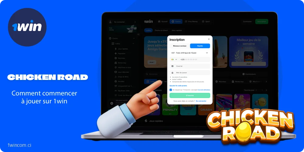 Pour commencer à jouer à Chicken Road sur la plateforme 1win Côte d’Ivoire, vous devez vous inscrire et approvisionner votre compte