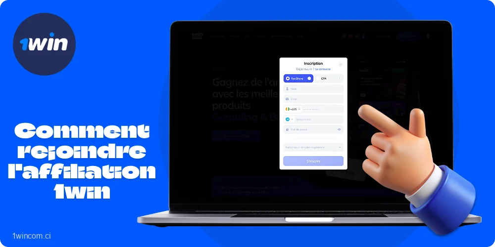 Instructions étape par étape pour rejoindre le programme d'affiliation 1win